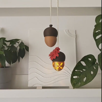 Glowing Acorn Tealight Holder or Small Container, 3D Printed Hanging Decor, Multi purpose Housewarming Gift, 3D printed