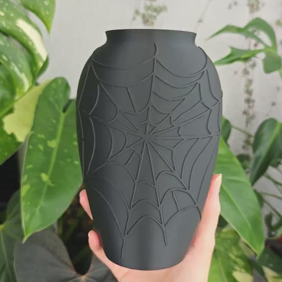Spider Web Vase, Gothic Halloween Flower Vase, Spooky Home Decor, Lightweight 3D Printed Plastic Vase