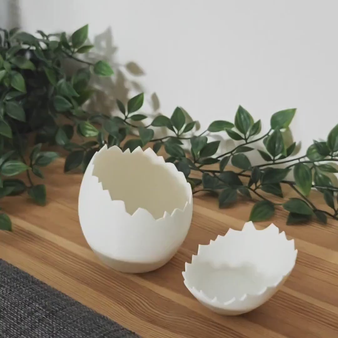 Eggshell Succulent Pot and Matching Tealight Holder, Easter Egg Decor, Spring Decorations, Cracked Egg Deco, 3d print