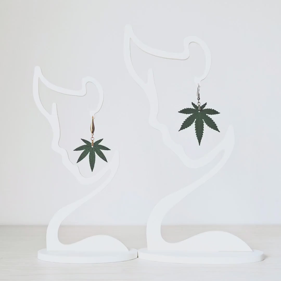 Cannabis Leaf Earrings, Marijuana Jewelry, Weed Leaf Design, 3D printed Gift for Pot Lovers and Stoners, 420 Reggae Rasta Accessories