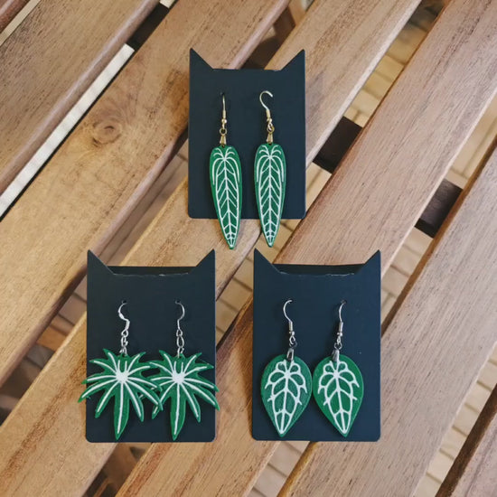 Anthurium Earrings, 3d printed Jewelry Gift for Plant Lovers, Plant Gift, Leaf Design, Warocqueanum, Forgetti, Pedatoradiatum