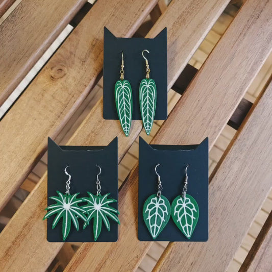 Anthurium Earrings, 3d printed Jewelry Gift for Plant Lovers, Plant Gift, Leaf Design, Warocqueanum, Forgetti, Pedatoradiatum