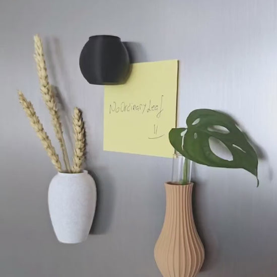 Mini Magnetic Vases Set of 3, Small Fridge Vases, Magnetic Dried Flower Holder, Minimalist Kitchen Decor, 3d Printed