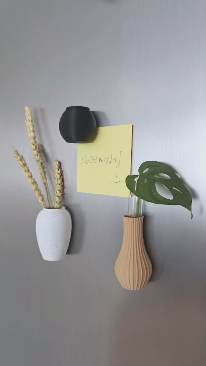 Mini Magnetic Vases Set of 3, Small Fridge Vases, Magnetic Dried Flower Holder, Minimalist Kitchen Decor, 3d Printed