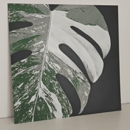 Monstera Albo Leaf, Hueforge Wall Art, 3D Illusion Print, Plant Lover Gift