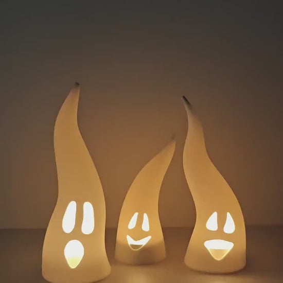 Set of 3 Ghost LED Tealight Covers, Halloween Ghost Decor, For LED Lights Only, 3D printed