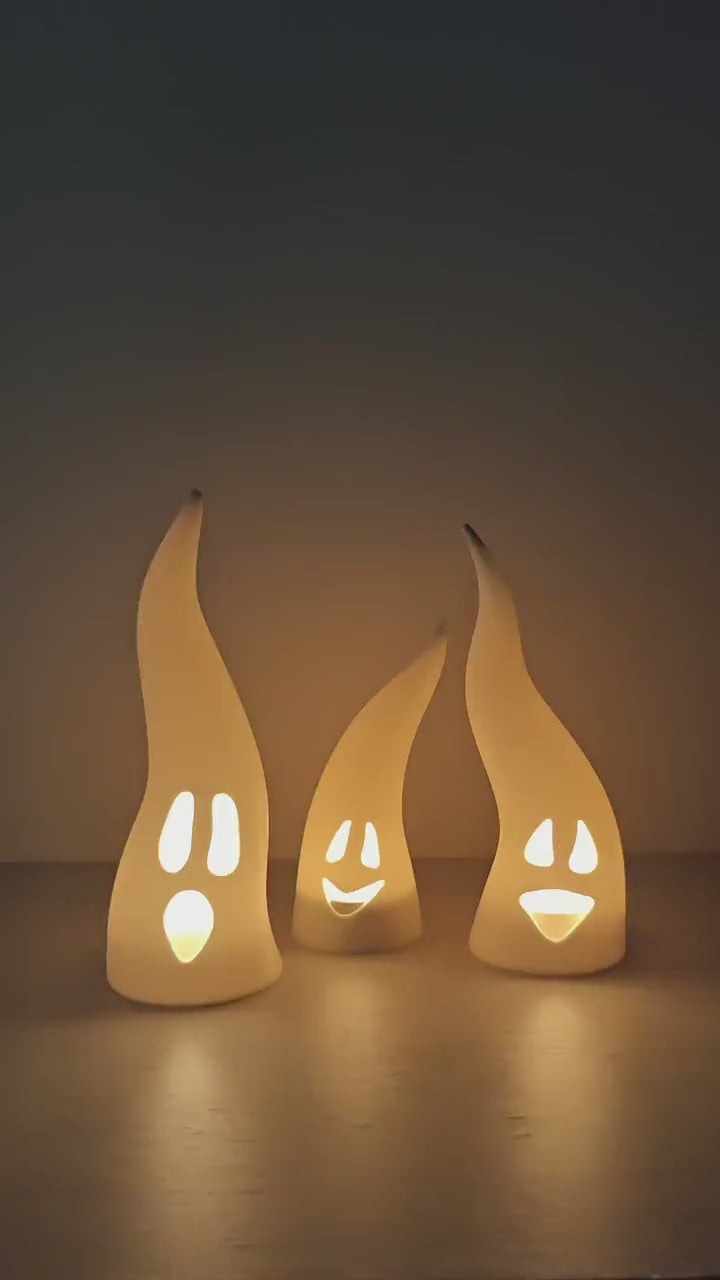 Set of 3 Ghost LED Tealight Covers, Halloween Ghost Decor, For LED Lights Only, 3D printed