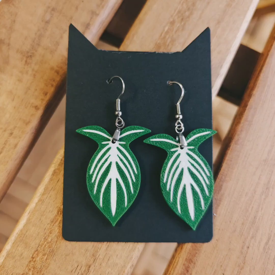 Earrings Philodendron Leaves 3d printed Jewelry Gift for Plant Lovers, Leaf Earrings, Plant Gift, Leaf Design, 3d printed Earrings