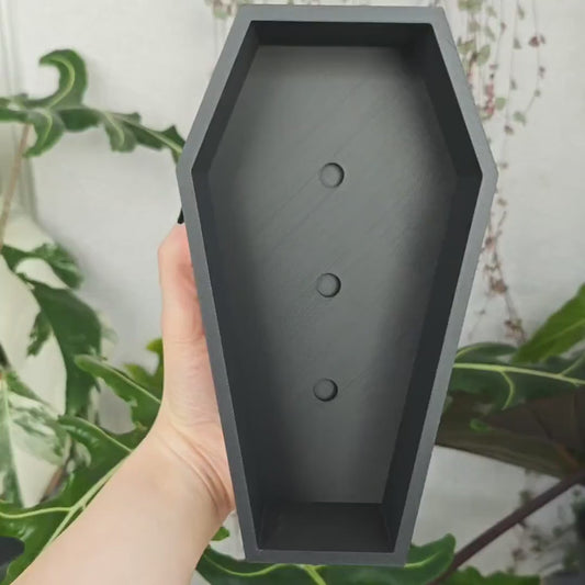 Coffin Planter with Drainage & Tray, Gothic Plant Pot, Home Decor, 3D Printed Planters, Halloween Decor