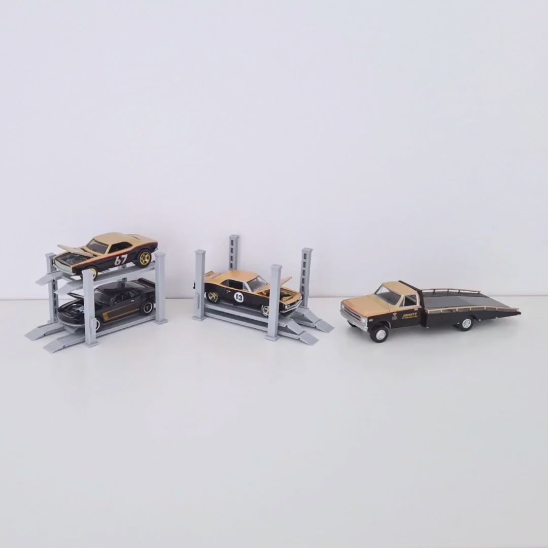 Car Lift Adjustable Height, 1:64 Best Diorama Garage in Town, 3D Printed for Hot Wheels Scale, Custom Colors Available
