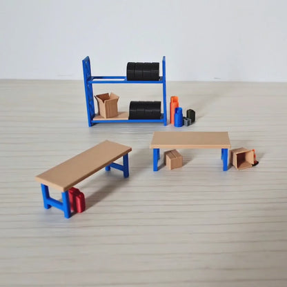 Miniature Workbench 1/64 Scale Garage Accessory for Mini Displays, Model Scenes, Crafts, Hobby Projects, 3D print