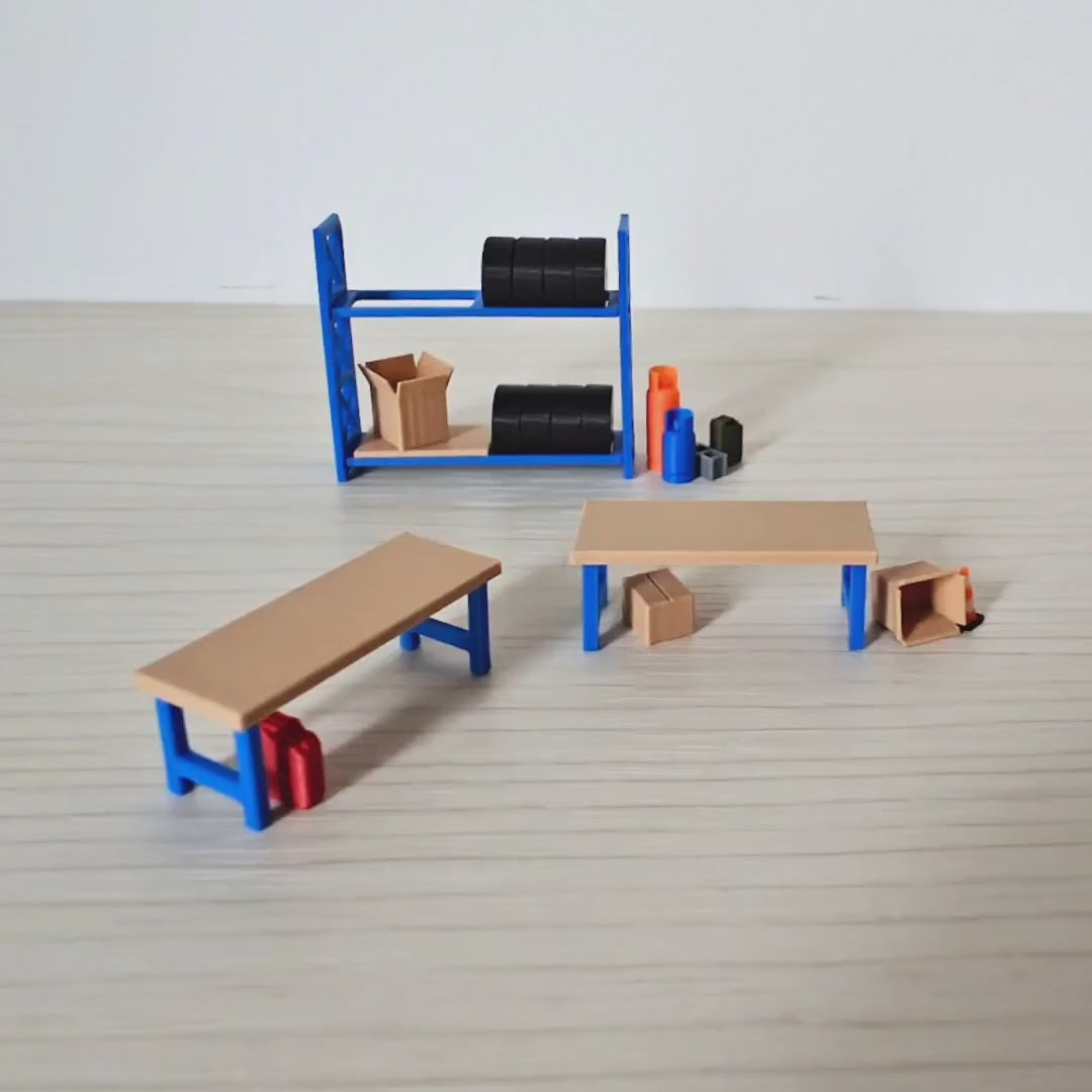 Miniature Workbench 1/64 Scale Garage Accessory for Mini Displays, Model Scenes, Crafts, Hobby Projects, 3D print