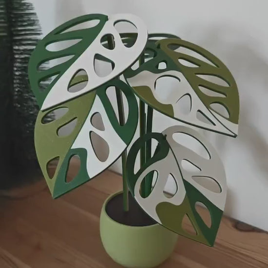 Monstera Adansonii Plant Coaster Set, Magnetic Leaves, Monstera Leaf Coaster Gift for Plant Lovers, 3D printed Monstera Variegated