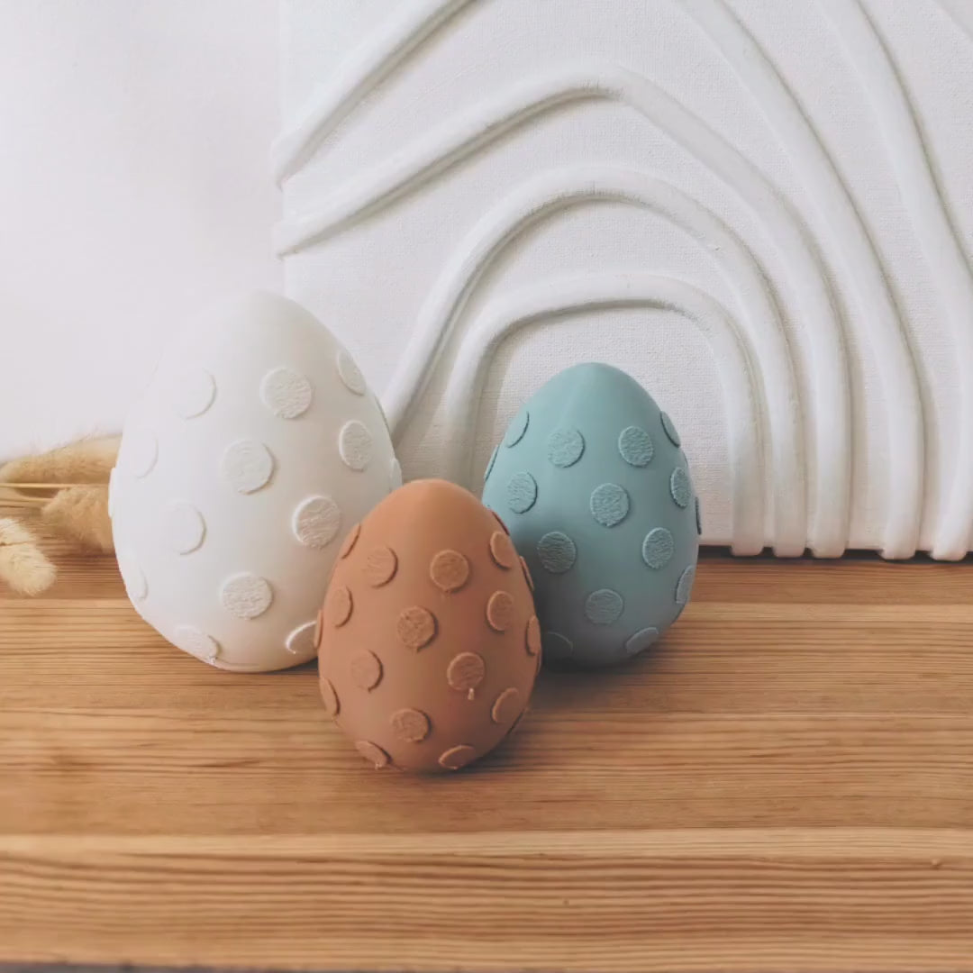 Easter Eggs with Polka Dots, Decorative Set of 3, Pastel Colors, Patterned Spring Easter Table Decoration, Housewarming Gift, 3d print