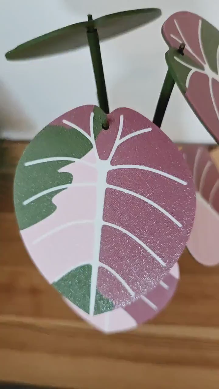 Jewel Alocasia Coaster Set, Leaf Coaster, Variegated Alocasia Black Velvet, Alocasia Melo, 3D printed Plant Coaster, Alocasia Print