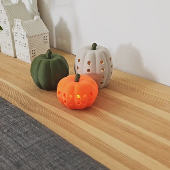 Pumpkins & Tealight Covers, Mix and Match Autumn Decor, Cozy Fall Table and Shelf Decoration, 3D Printed