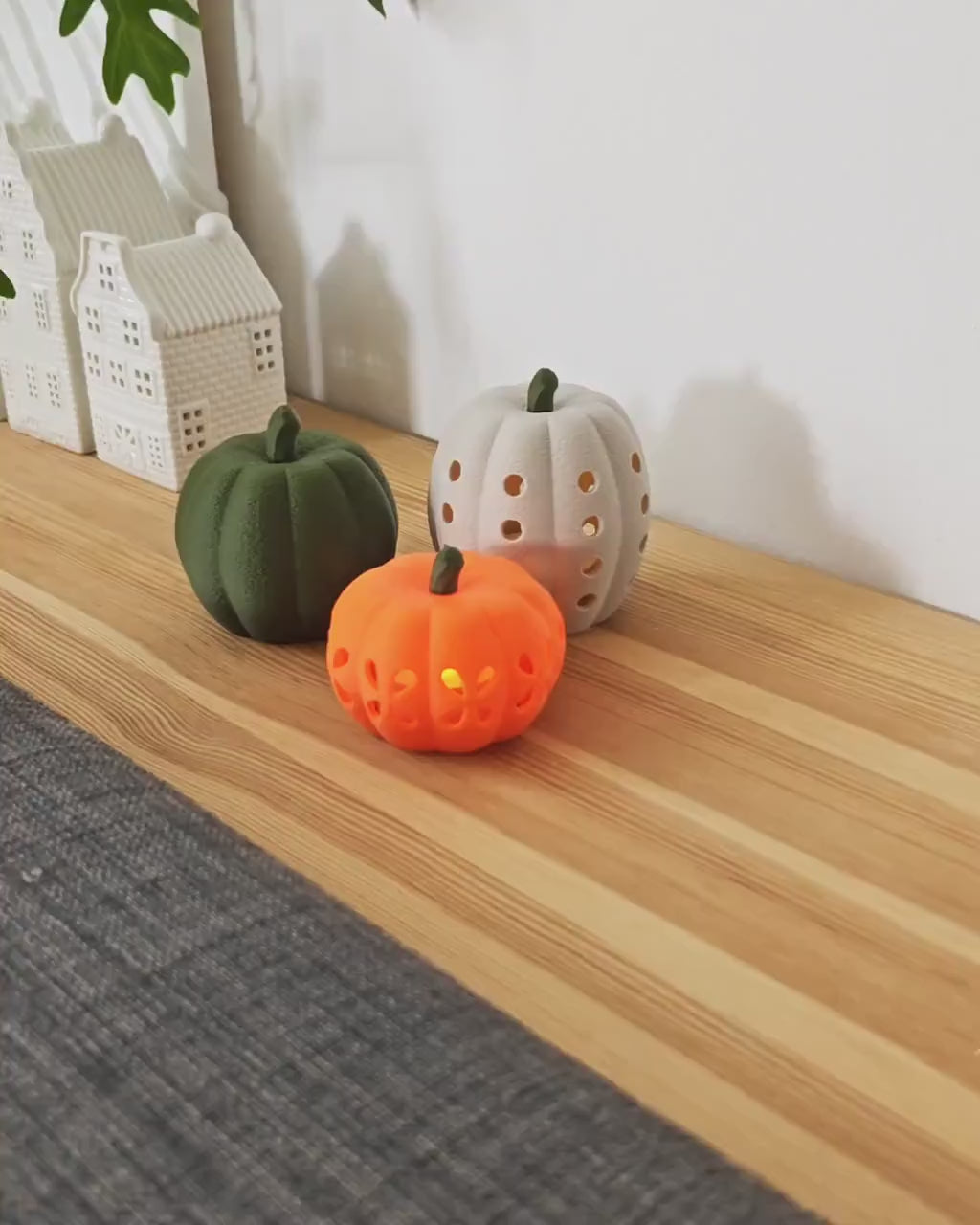 Pumpkins & Tealight Covers, Mix and Match Autumn Decor, Cozy Fall Table and Shelf Decoration, 3D Printed