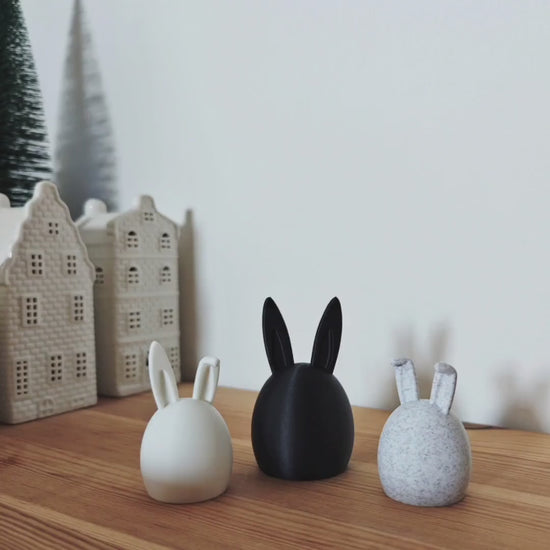 Bunny Figurines, Set of 3 Minimalist Nordic Scandinavian Decoration, Easter Egg Decor for Spring with Bunny Ears, 3d print