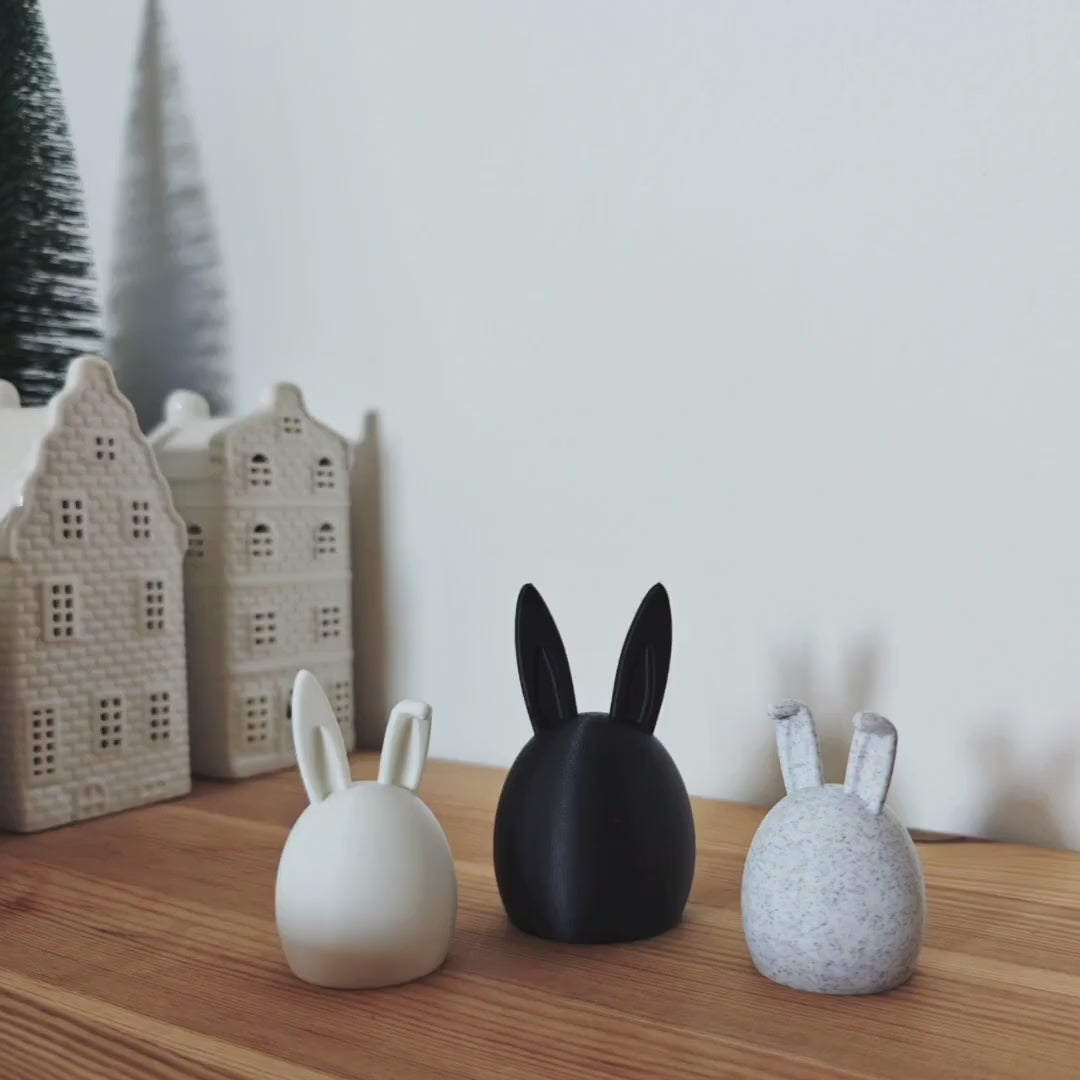 Bunny Figurines, Set of 3 Minimalist Nordic Scandinavian Decoration, Easter Egg Decor for Spring with Bunny Ears, 3d print