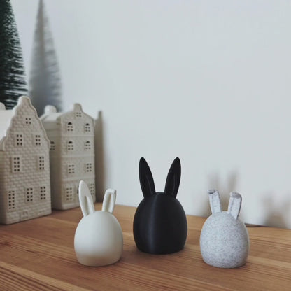 Bunny Figurines, Set of 3 Minimalist Nordic Scandinavian Decoration, Easter Egg Decor for Spring with Bunny Ears, 3d print