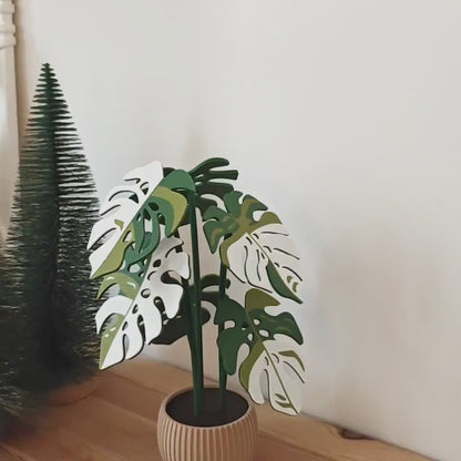 Monstera Coaster Plant, MAGNETIC Leaves with Inner Fenestrations, Coaster Set Gift for Plant Lovers, Pink Monstera Albo, 3D printed Coasters