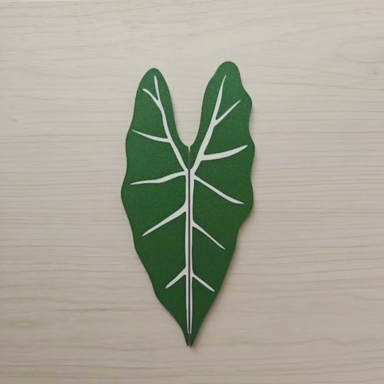 Slip-On Leaf Handles for IKEA MILSBO & RUDSTA Cabinet, No Tools Needed, 3D Printed Alocasia Frydek Variegated Plant Decor