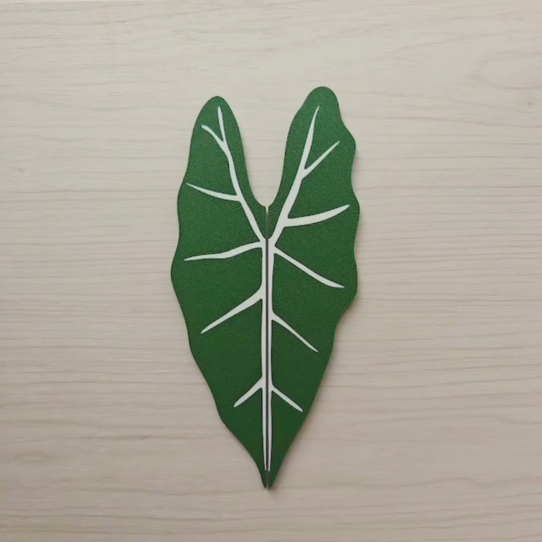 Slip-On Leaf Handles for IKEA MILSBO & RUDSTA Cabinet, No Tools Needed, 3D Printed Alocasia Frydek Variegated Plant Decor