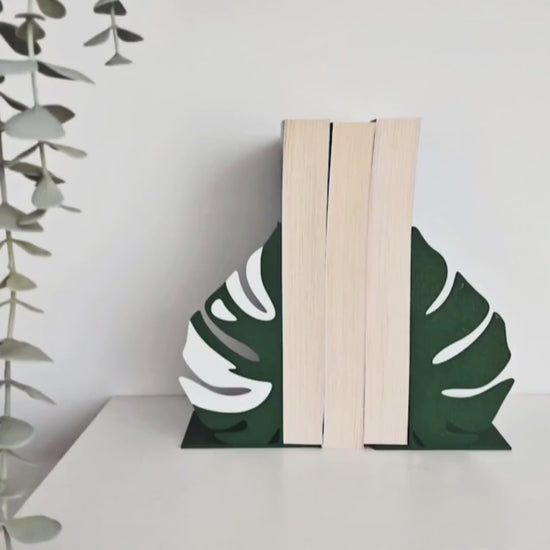 Monstera Bookends, Gift for Book Lovers, Monstera Deliciosa, Monstera Leaf, Monstera Book end, Book display shelf organizer, 3D printed Gift