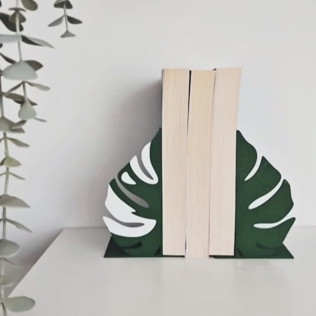 Monstera Bookends, Gift for Book Lovers, Monstera Deliciosa, Monstera Leaf, Monstera Book end, Book display shelf organizer, 3D printed Gift