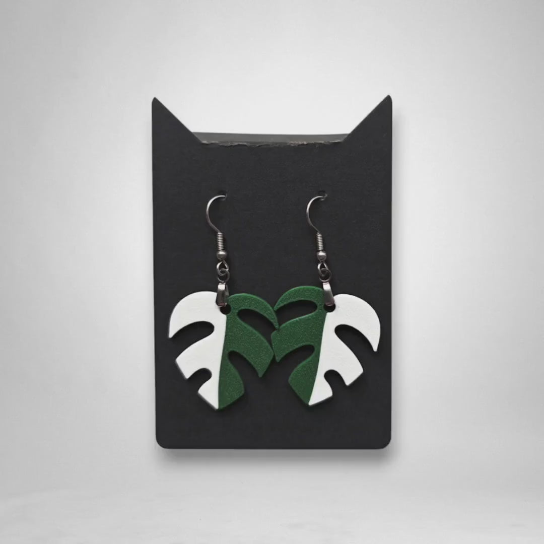 Leaf Earrings Monstera Var Minima, Monstera Earrings, Leaf Earrings, Plant Jewelry Gift for Plant Lovers, 3d printed Earrings, Raphidaphora