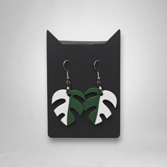 Leaf Earrings Monstera Var Minima, Monstera Earrings, Leaf Earrings, Plant Jewelry Gift for Plant Lovers, 3d printed Earrings, Raphidaphora