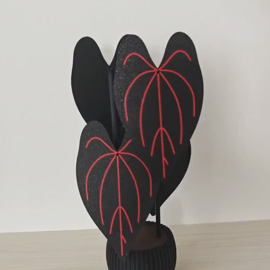 Anthurium Queen of Hearts Coaster Set, 4 Leaf Coasters with Plant Holder, Plant Lover Gift, 3D Printed