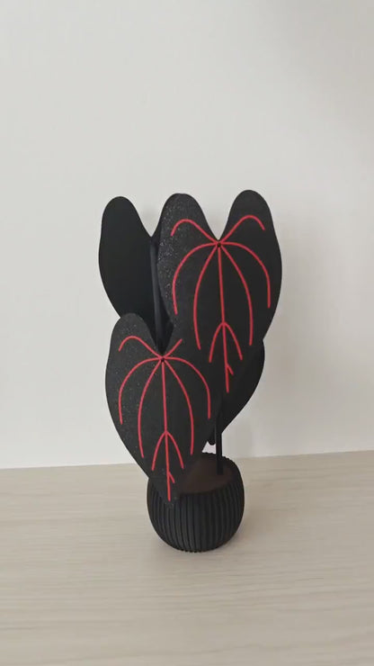 Anthurium Queen of Hearts Coaster Set, 4 Leaf Coasters with Plant Holder, Plant Lover Gift, 3D Printed