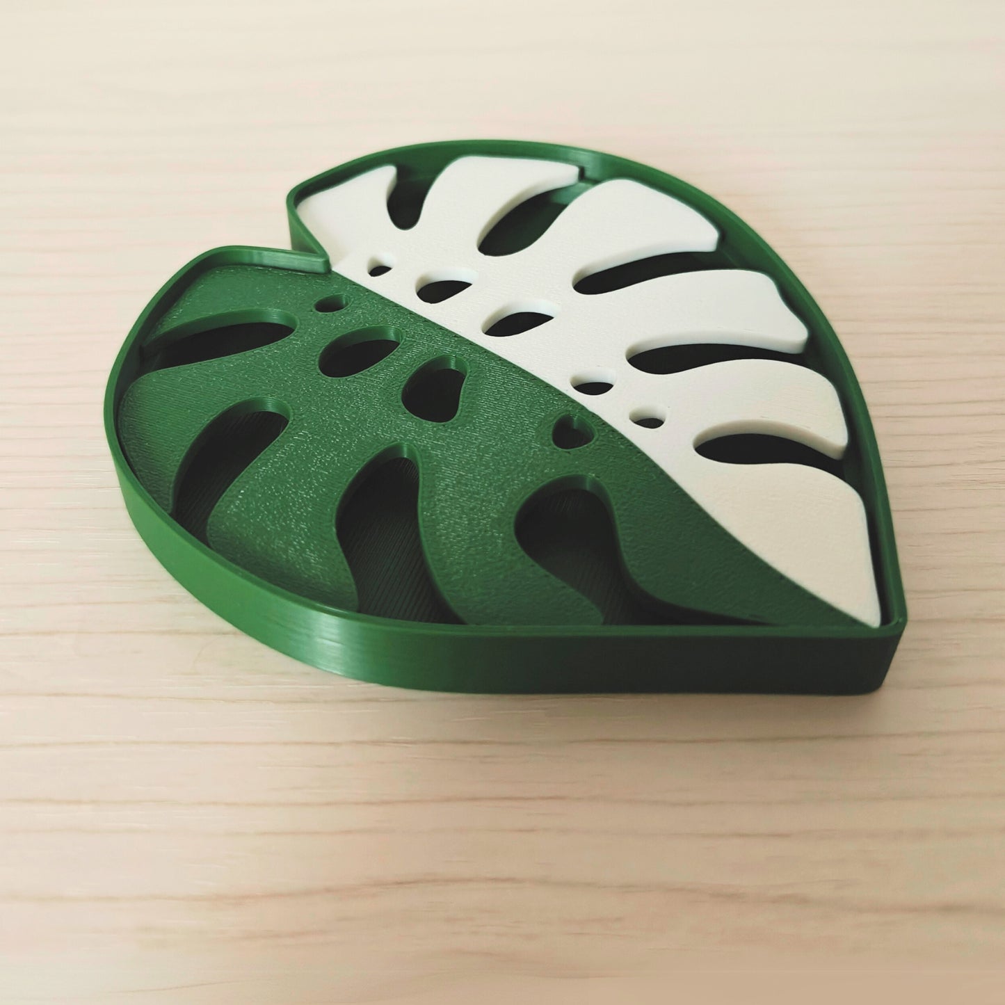 Monstera Seifenschale mit Abtropfschale