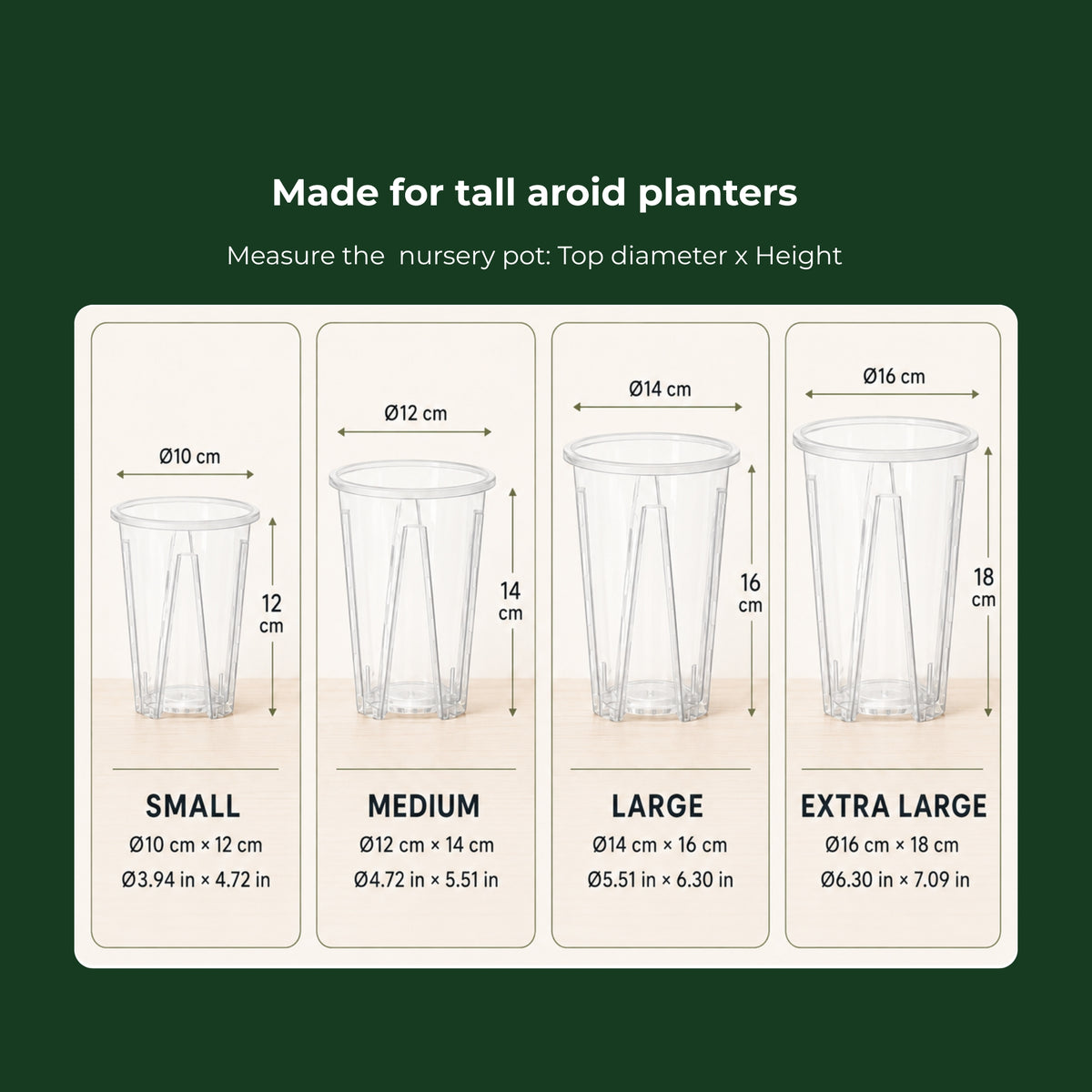 Tall Aroid Planter with Airflow Openings or Solid Sides