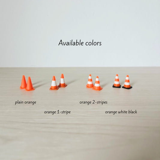 Miniature Traffic Cones, 1/64, 1/24, 1/18 Scale